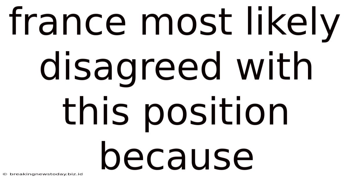 France Most Likely Disagreed With This Position Because
