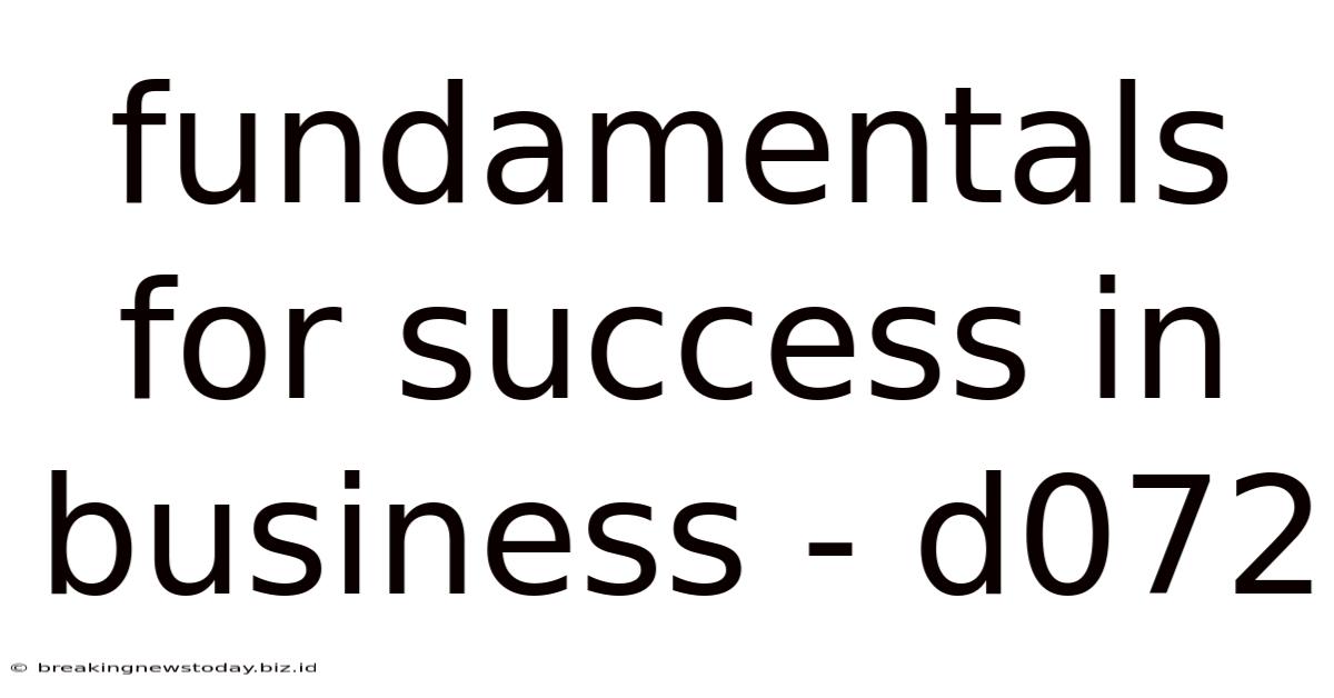 Fundamentals For Success In Business - D072