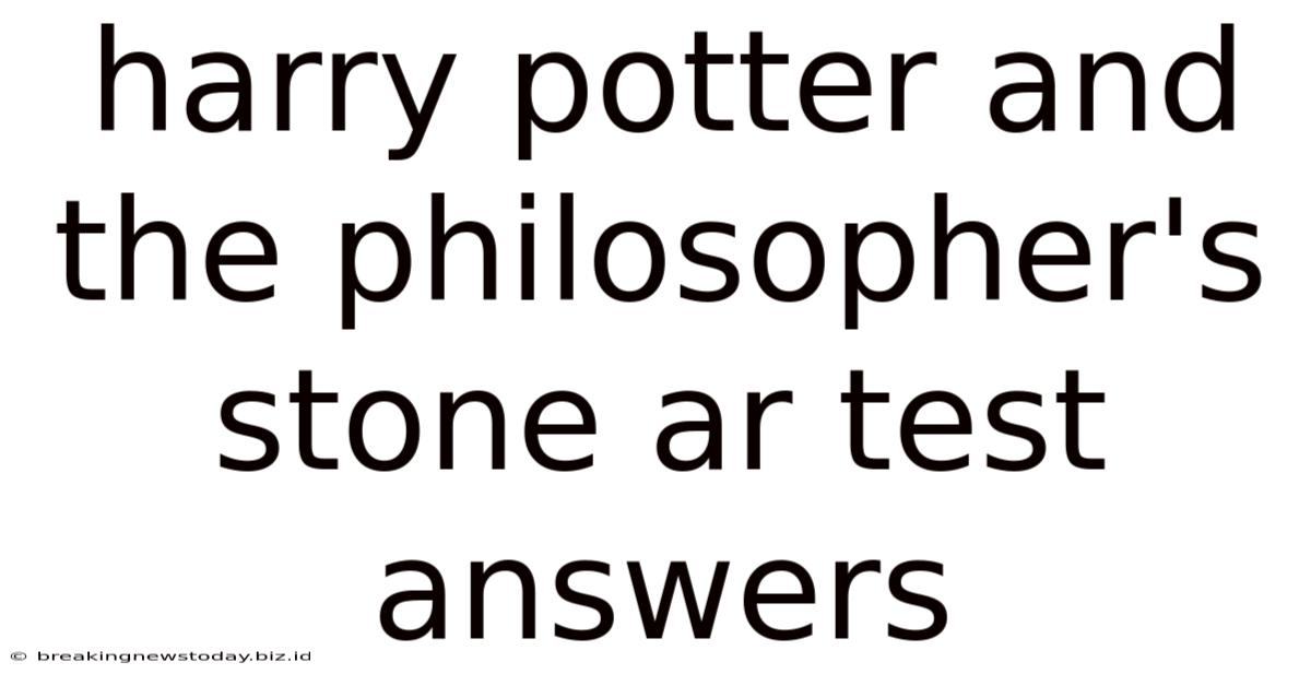 Harry Potter And The Philosopher's Stone Ar Test Answers