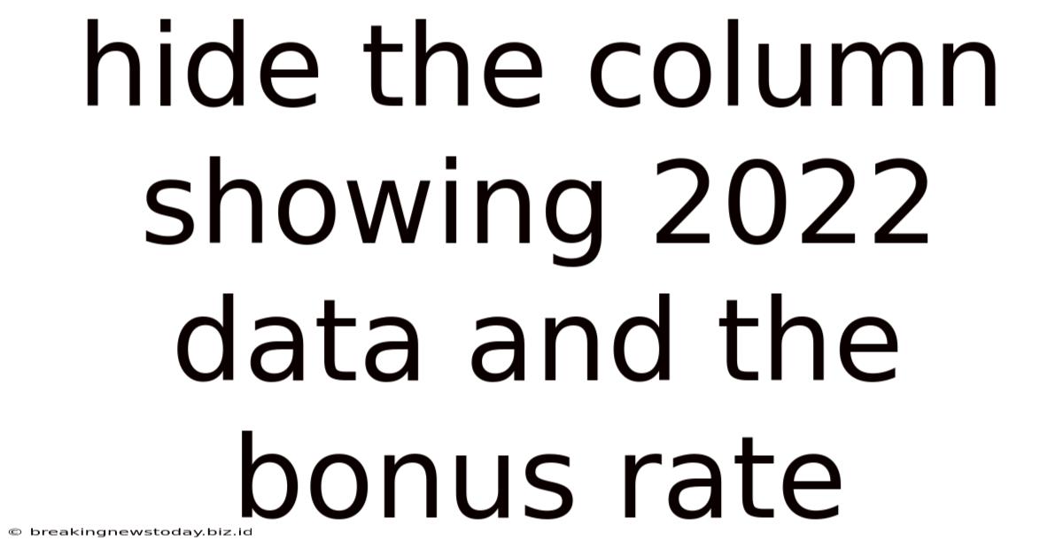 Hide The Column Showing 2022 Data And The Bonus Rate