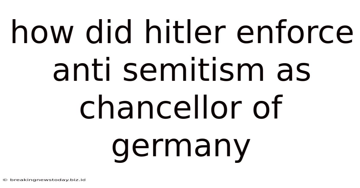 How Did Hitler Enforce Anti Semitism As Chancellor Of Germany