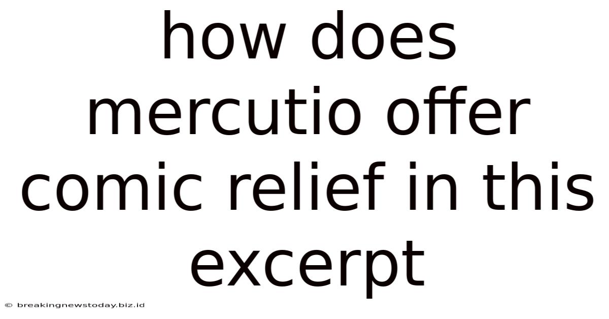 How Does Mercutio Offer Comic Relief In This Excerpt