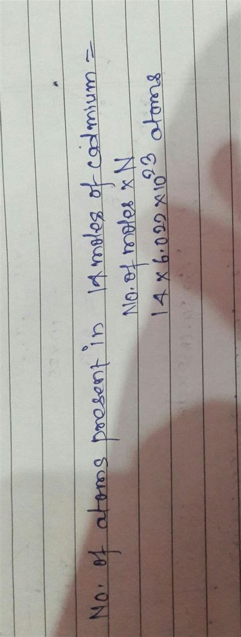 How Many Atoms Are In 14 Moles Of Cadmium