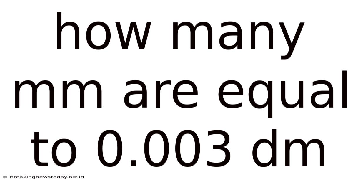 How Many Mm Are Equal To 0.003 Dm