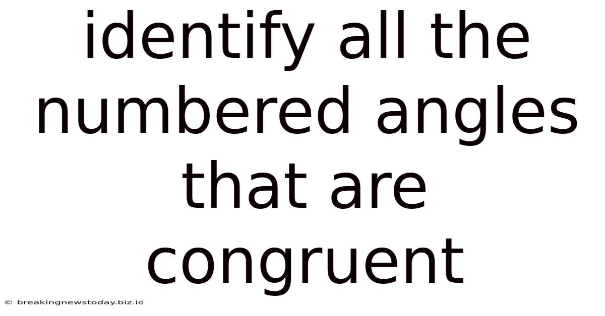 Identify All The Numbered Angles That Are Congruent