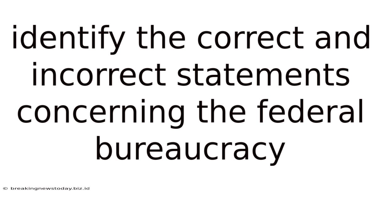 Identify The Correct And Incorrect Statements Concerning The Federal Bureaucracy