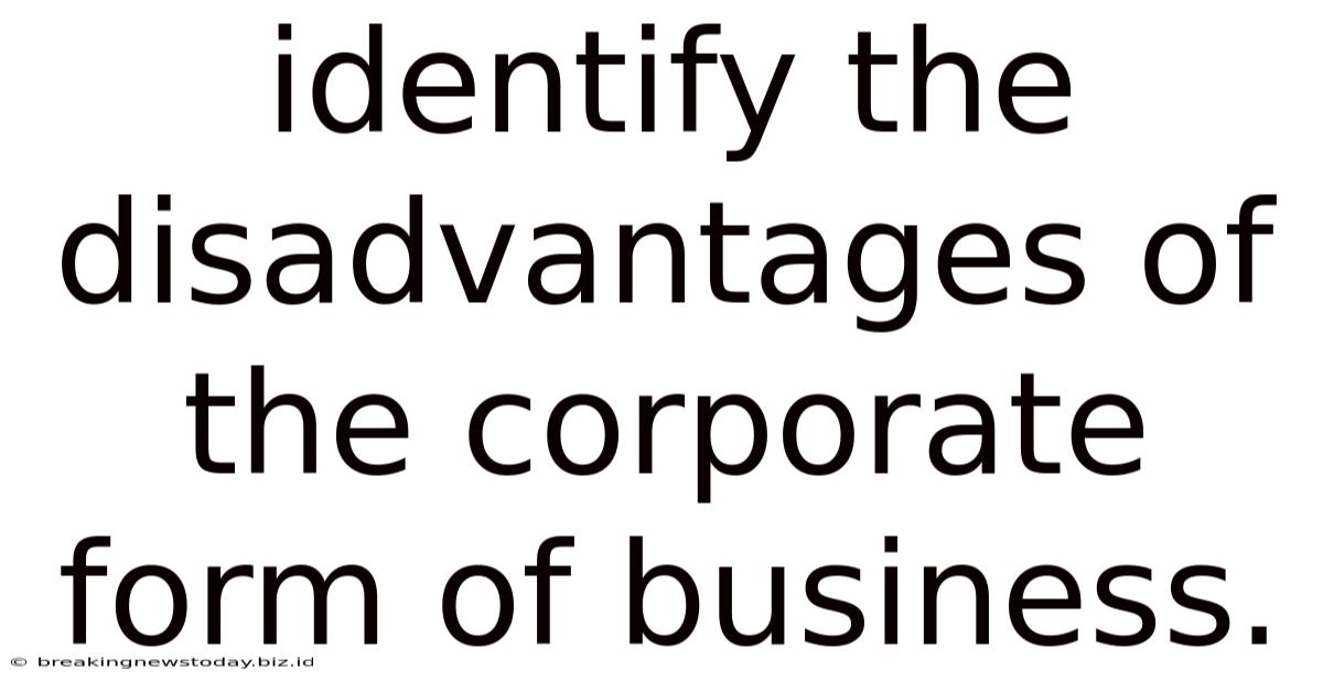 Identify The Disadvantages Of The Corporate Form Of Business.