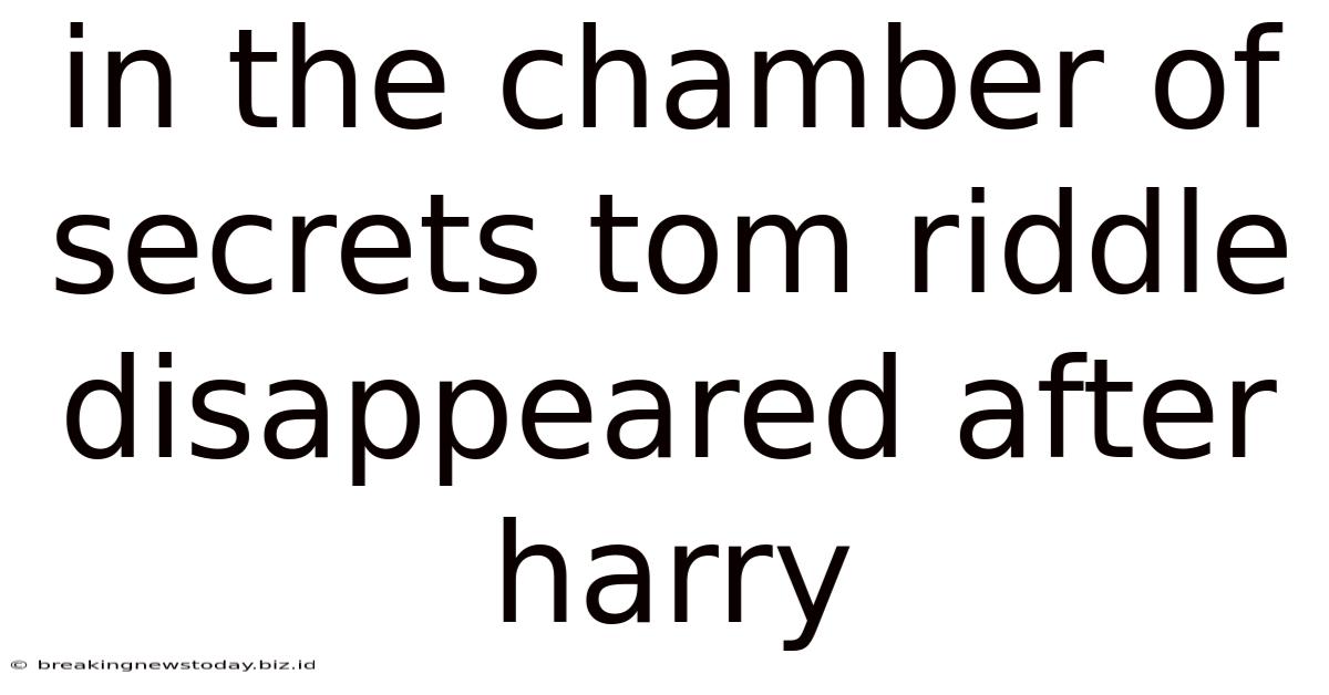 In The Chamber Of Secrets Tom Riddle Disappeared After Harry