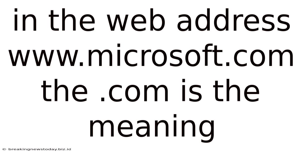 In The Web Address Www.microsoft.com The .com Is The Meaning