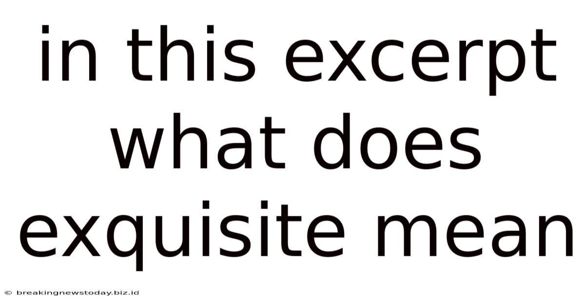 In This Excerpt What Does Exquisite Mean