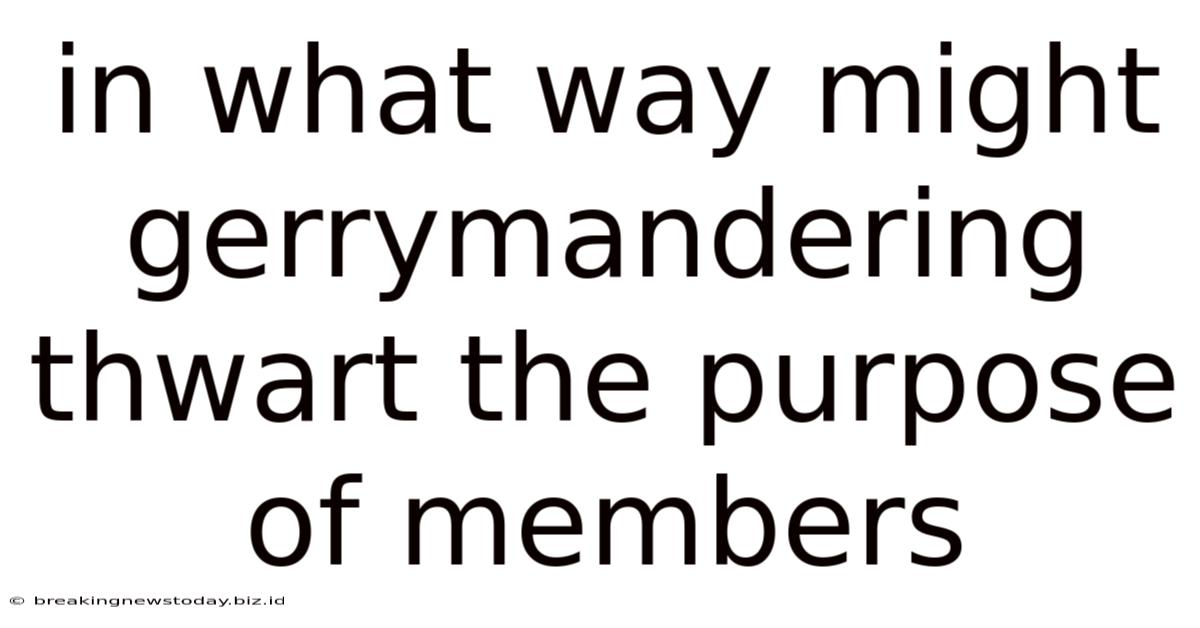 In What Way Might Gerrymandering Thwart The Purpose Of Members