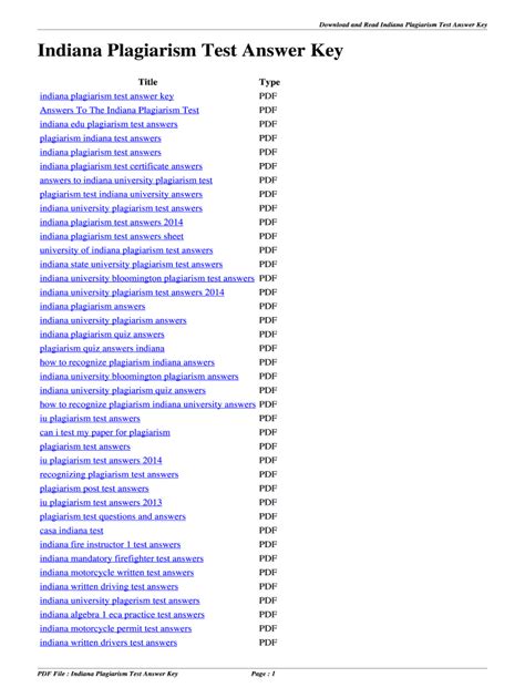 Indiana University Plagiarism Test Certificate Answers Quizlet