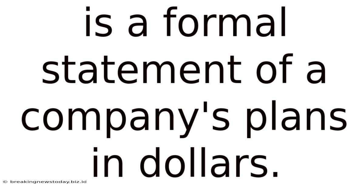 Is A Formal Statement Of A Company's Plans In Dollars.