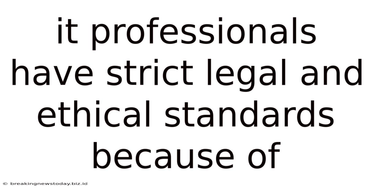 It Professionals Have Strict Legal And Ethical Standards Because Of