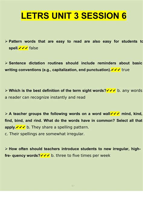 Letrs Unit 3 Session 6 Check For Understanding