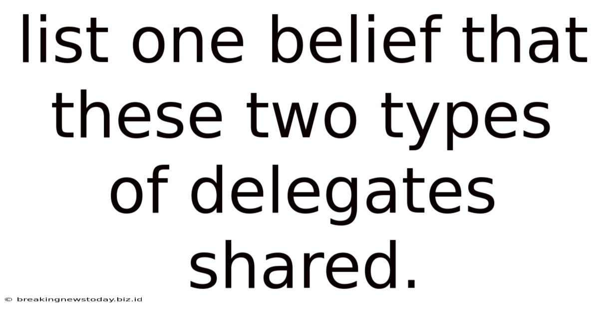 List One Belief That These Two Types Of Delegates Shared.