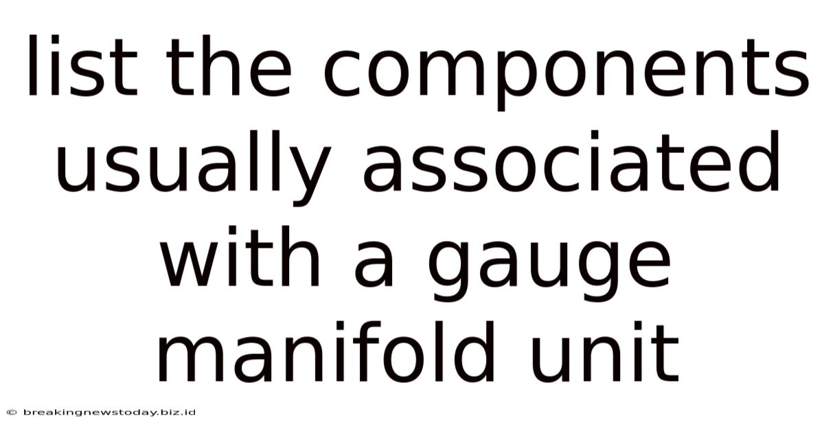 List The Components Usually Associated With A Gauge Manifold Unit