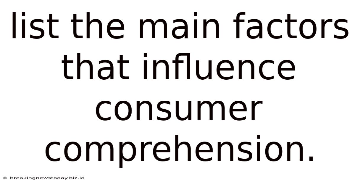 List The Main Factors That Influence Consumer Comprehension.