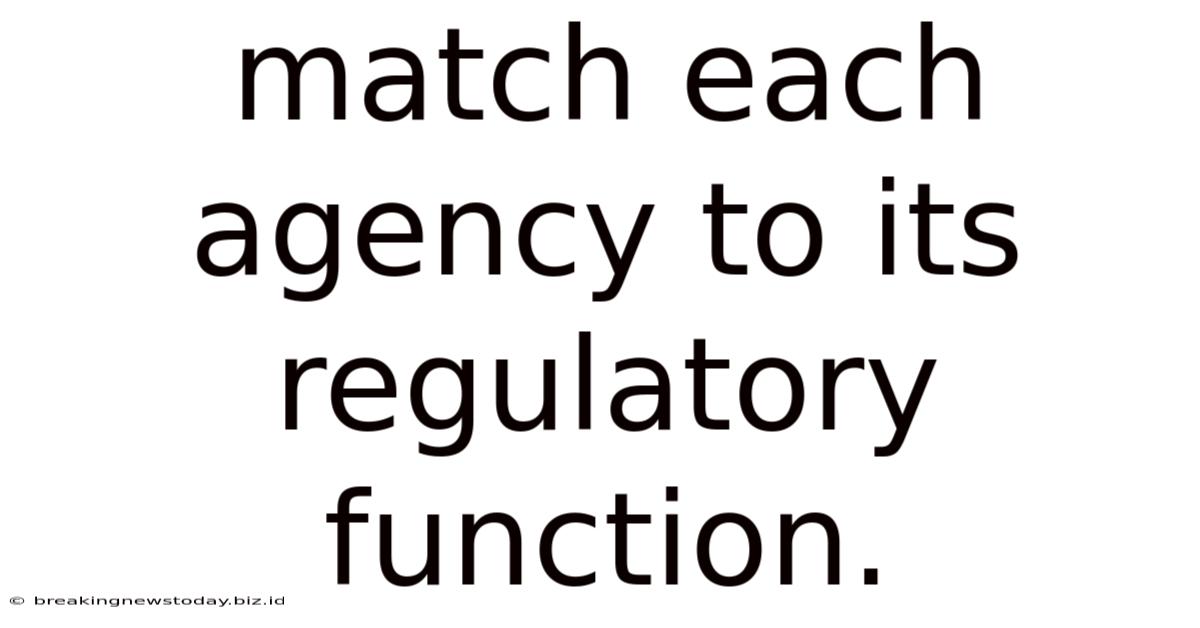 Match Each Agency To Its Regulatory Function.