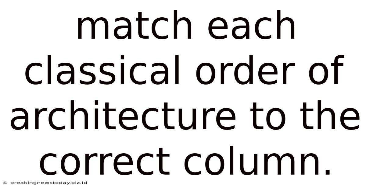 Match Each Classical Order Of Architecture To The Correct Column.