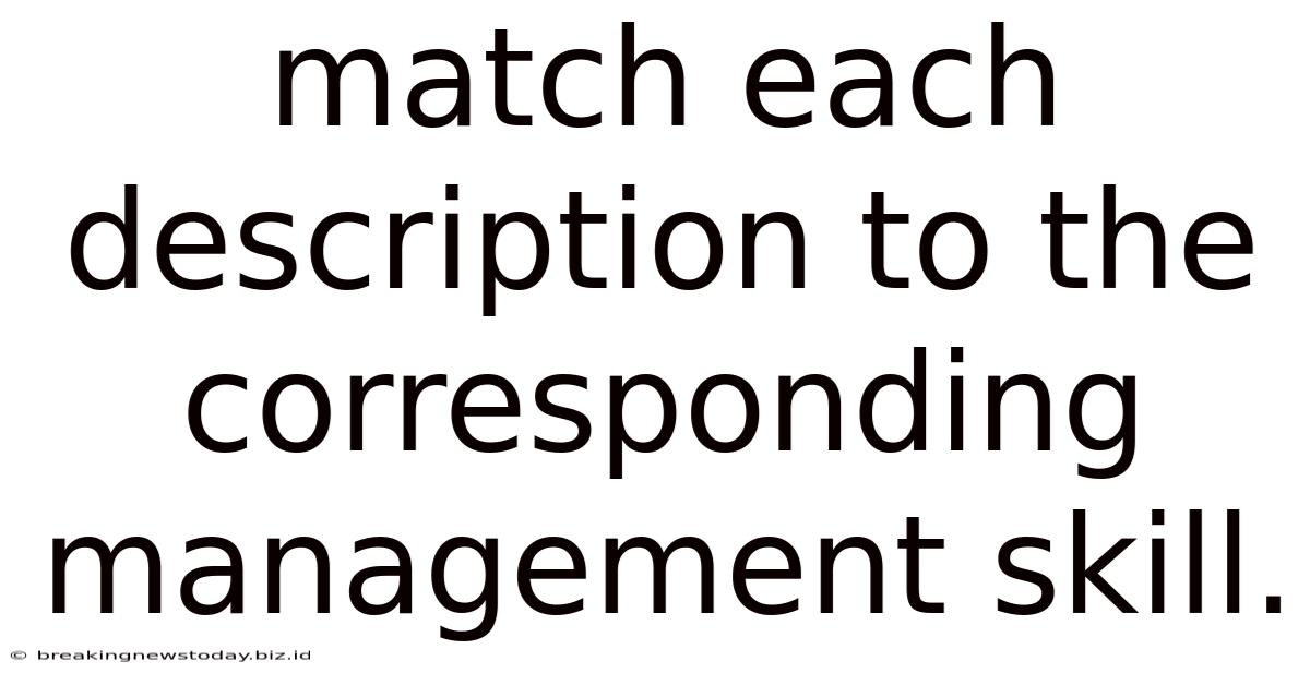 Match Each Description To The Corresponding Management Skill.