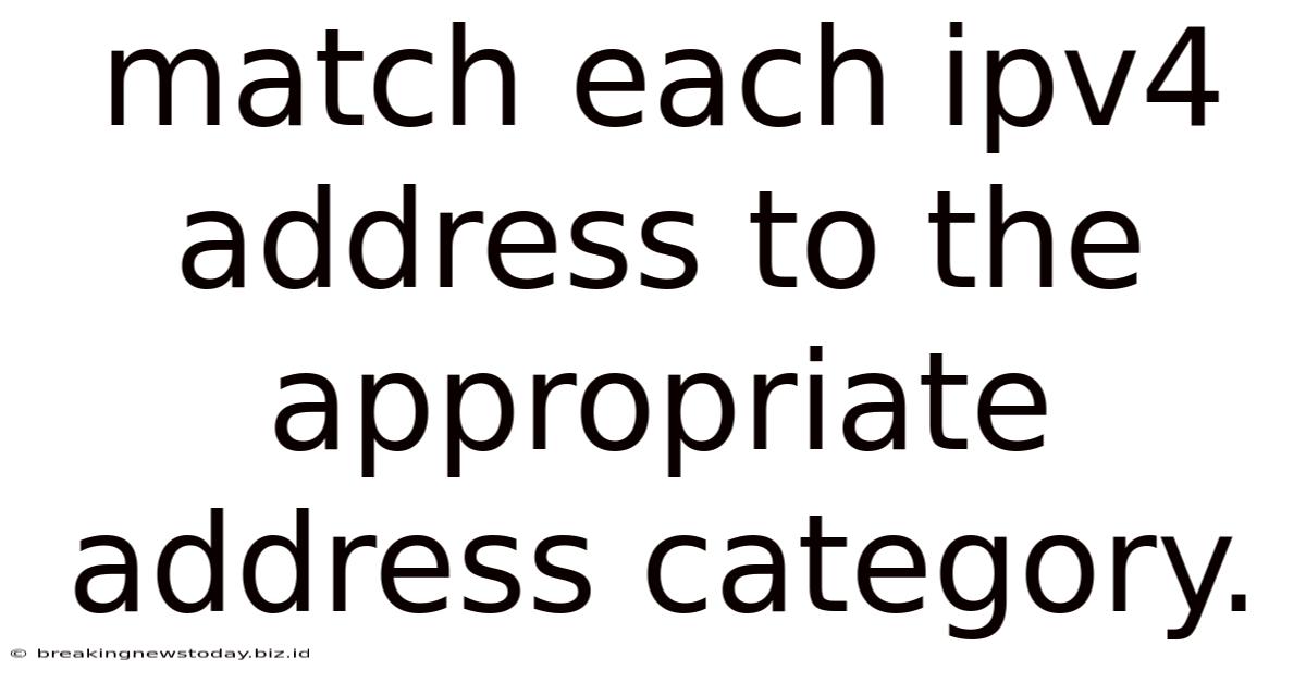 Match Each Ipv4 Address To The Appropriate Address Category.