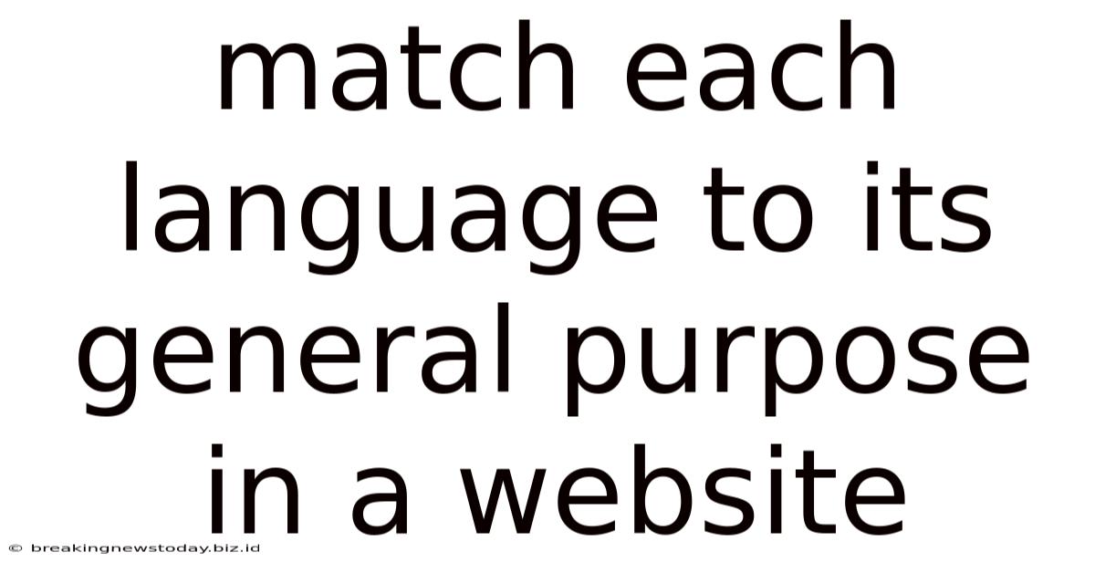 Match Each Language To Its General Purpose In A Website