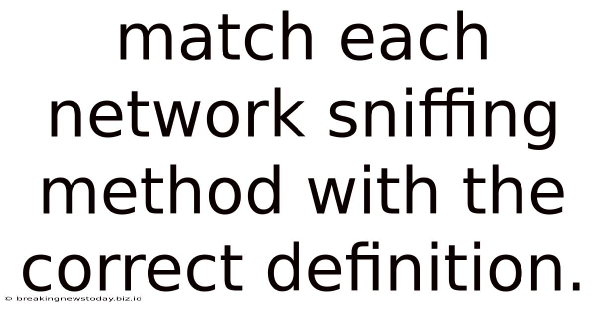 Match Each Network Sniffing Method With The Correct Definition.