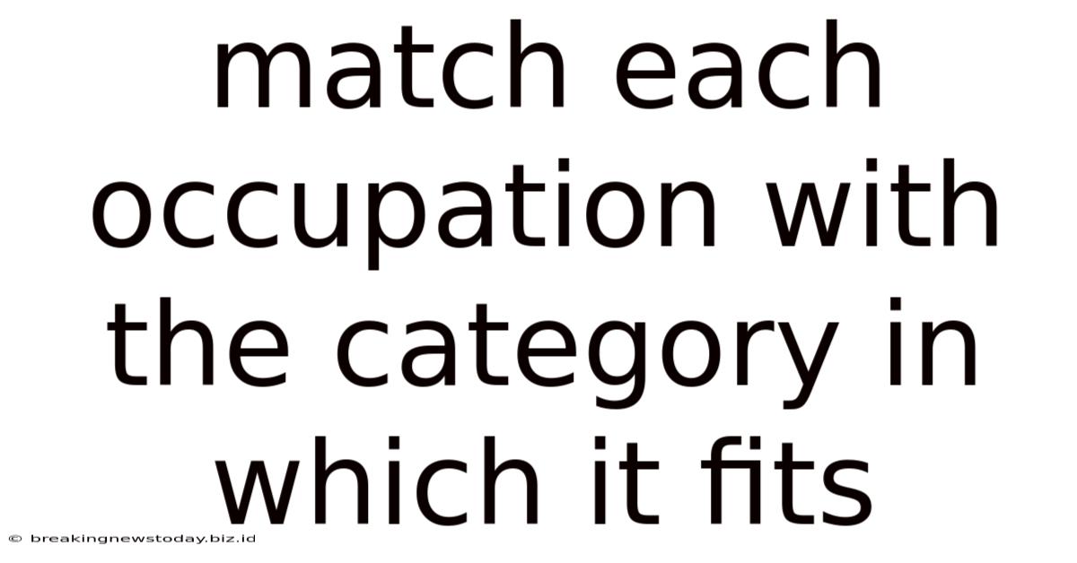 Match Each Occupation With The Category In Which It Fits