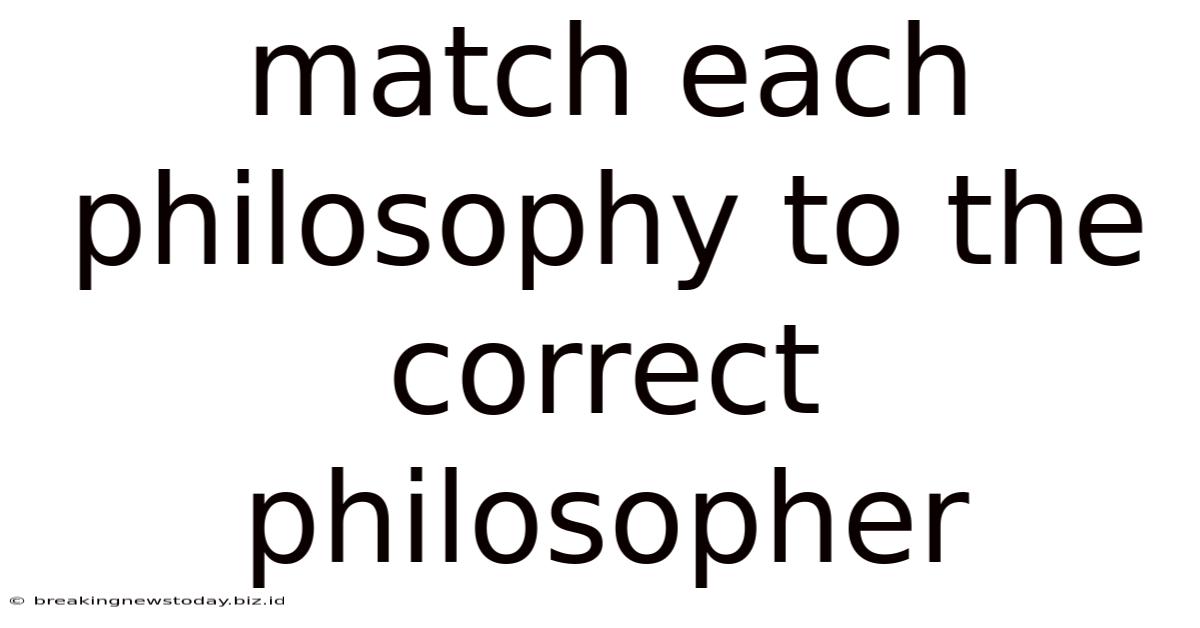 Match Each Philosophy To The Correct Philosopher