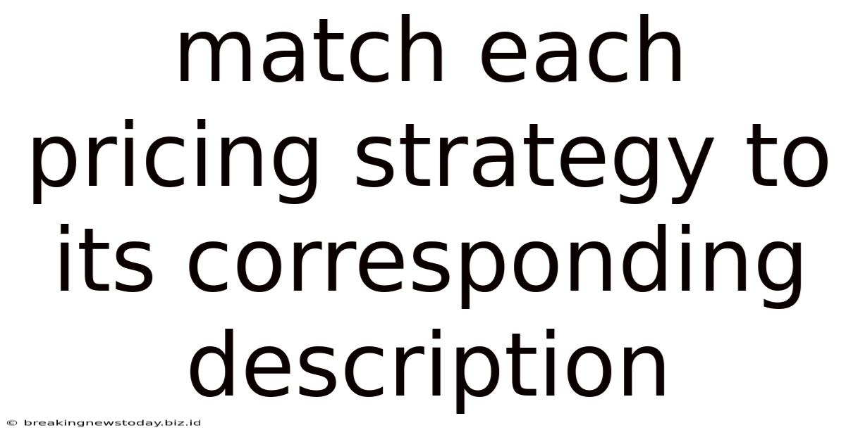 Match Each Pricing Strategy To Its Corresponding Description