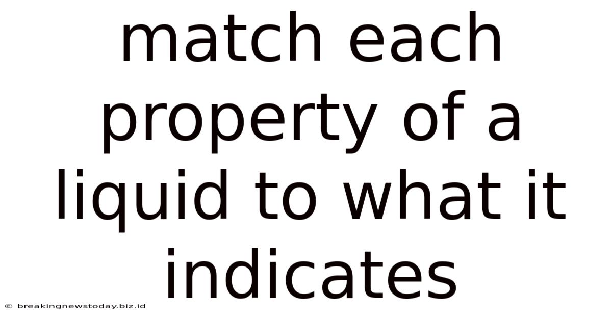 Match Each Property Of A Liquid To What It Indicates