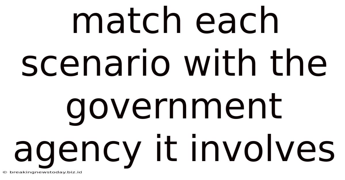 Match Each Scenario With The Government Agency It Involves
