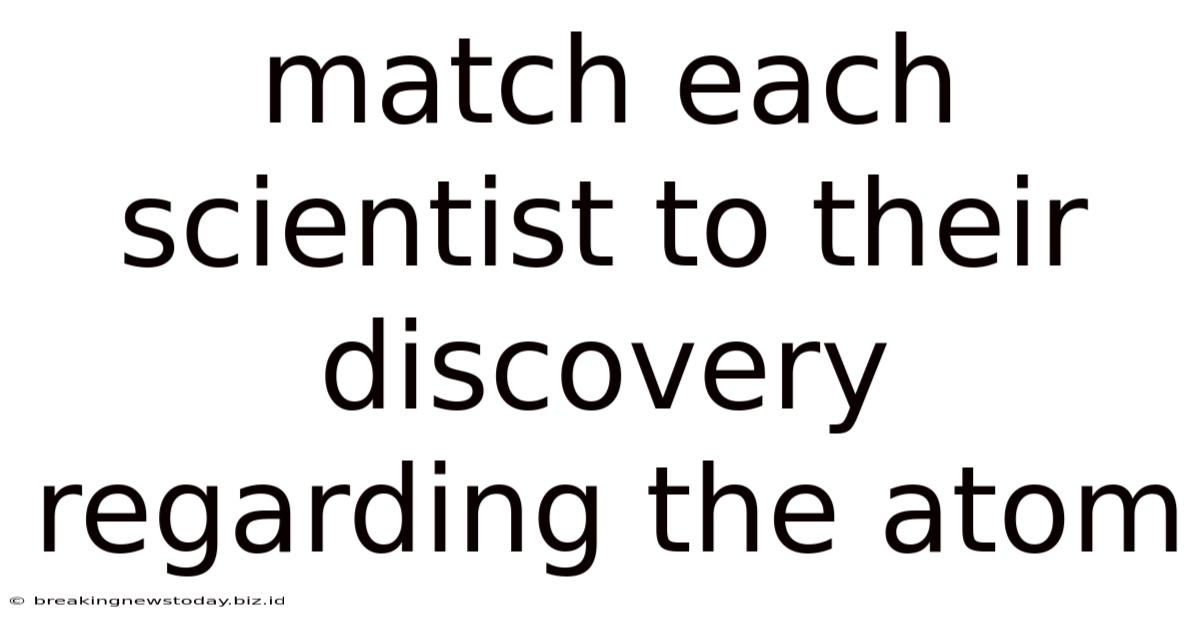 Match Each Scientist To Their Discovery Regarding The Atom