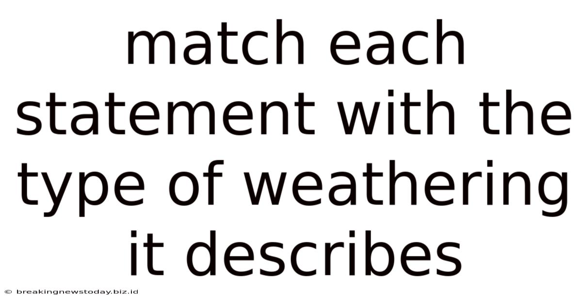 Match Each Statement With The Type Of Weathering It Describes