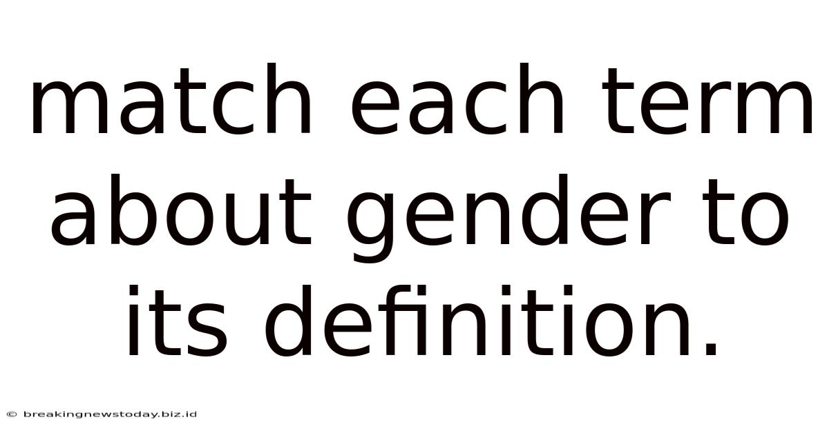 Match Each Term About Gender To Its Definition.