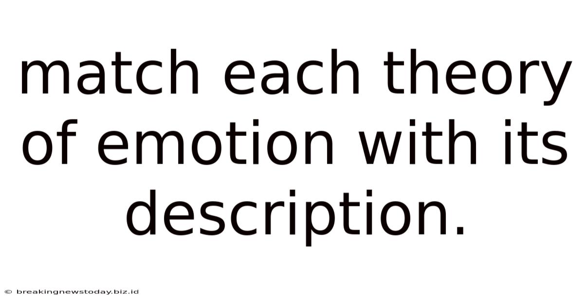 Match Each Theory Of Emotion With Its Description.
