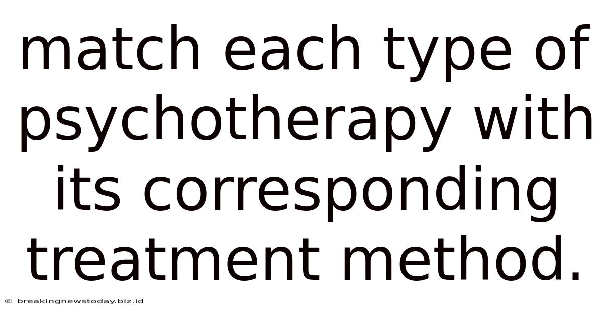 Match Each Type Of Psychotherapy With Its Corresponding Treatment Method.