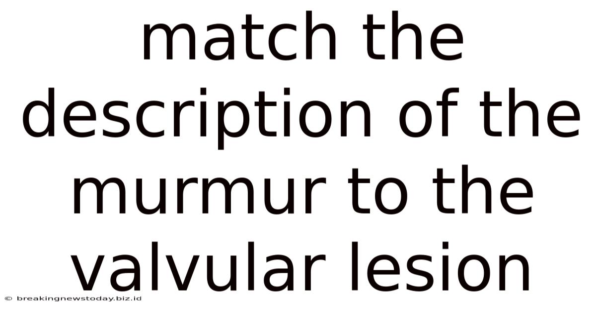 Match The Description Of The Murmur To The Valvular Lesion