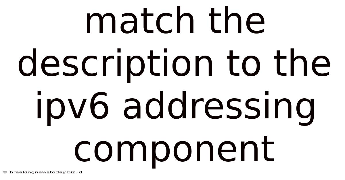 Match The Description To The Ipv6 Addressing Component