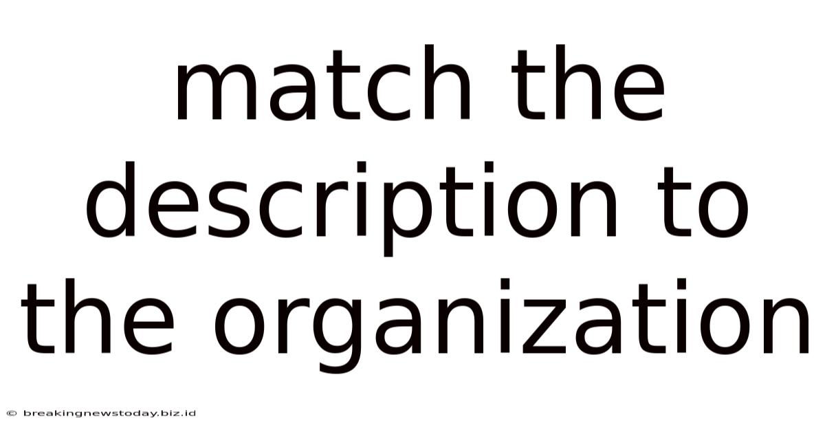 Match The Description To The Organization