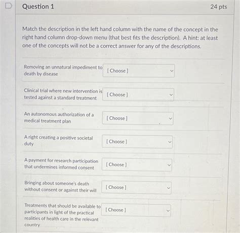 Match The Description With The Concept Being Demonstrated