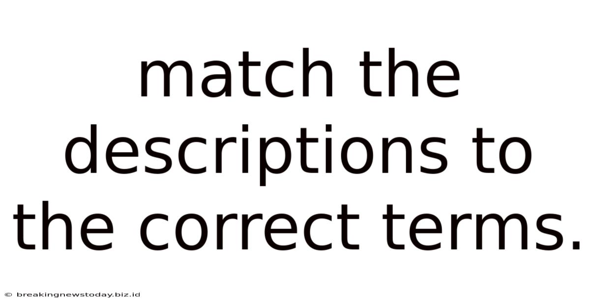 Match The Descriptions To The Correct Terms.