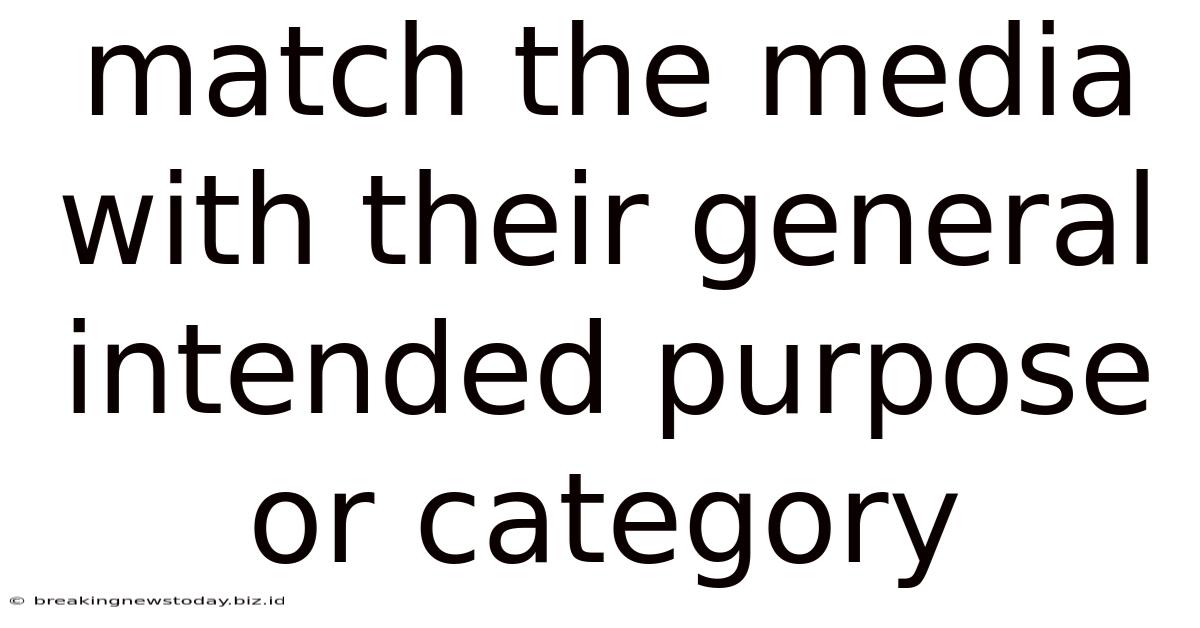 Match The Media With Their General Intended Purpose Or Category.