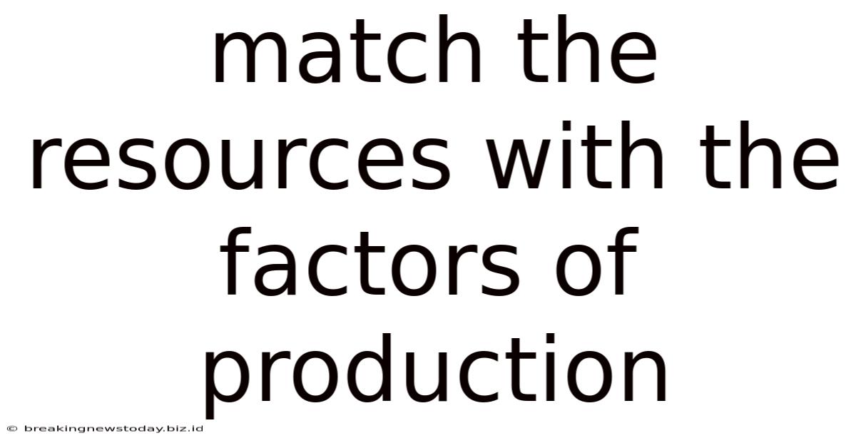 Match The Resources With The Factors Of Production