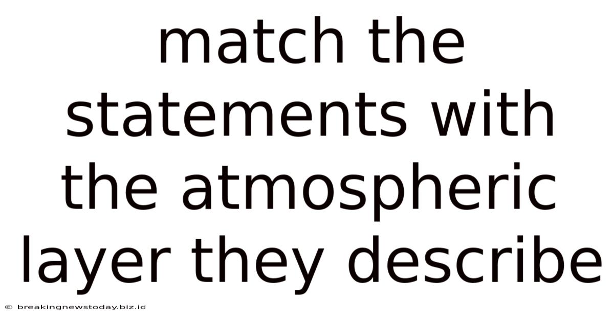 Match The Statements With The Atmospheric Layer They Describe