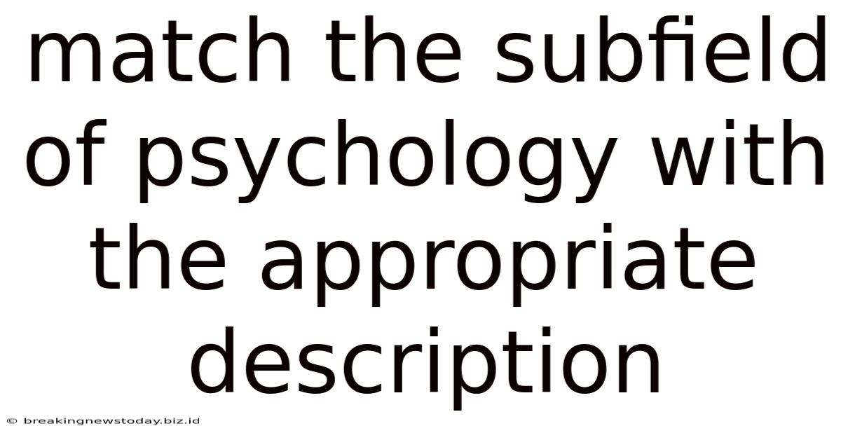 Match The Subfield Of Psychology With The Appropriate Description