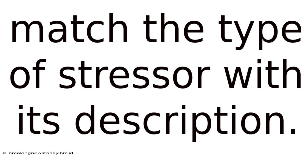 Match The Type Of Stressor With Its Description.