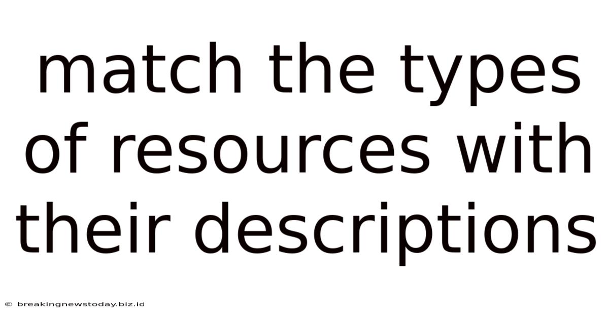 Match The Types Of Resources With Their Descriptions