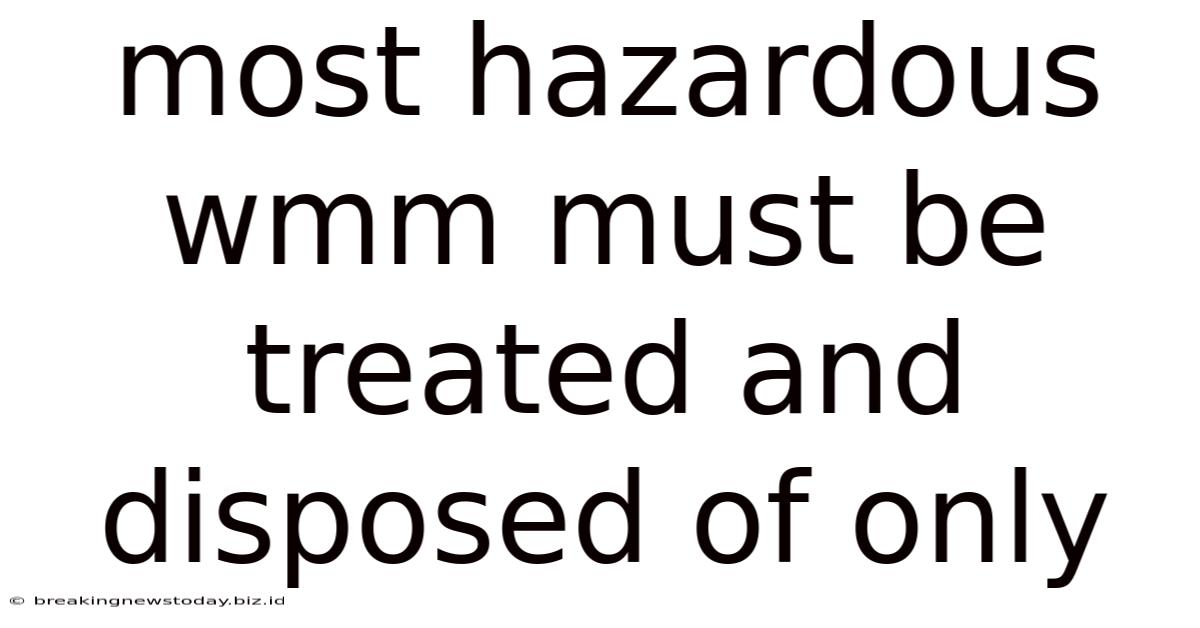 Most Hazardous Wmm Must Be Treated And Disposed Of Only